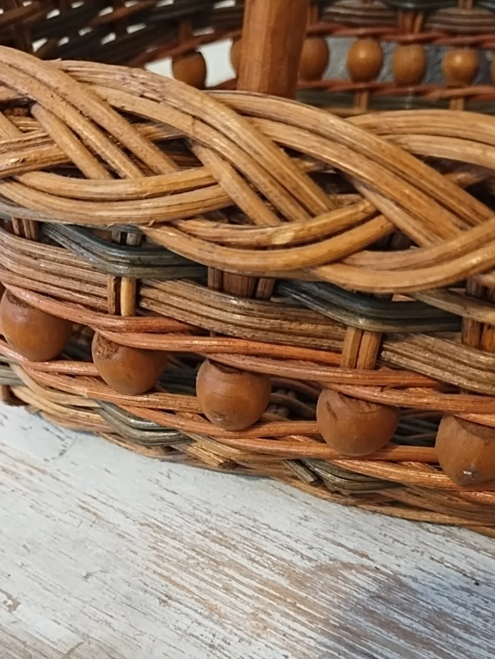 Woven Rattan Basket with Double Handles - Brown Candle Holder